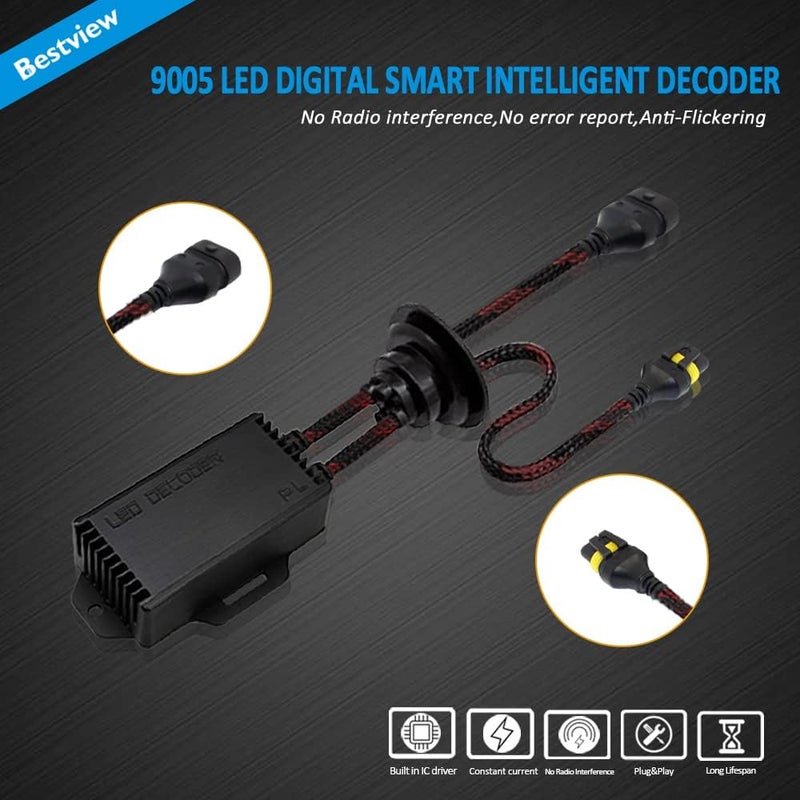 Best View 9005/9006/H10/HB4 LED Light Canbus Decoder Anti Flicker Harness, Resistor Decoders Error Free, LED Warning Canceller Resistor Adapter, Pack of 2 - Image 2